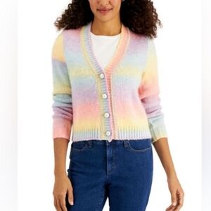 Charter Club Pastel Rainbow Cardigan sweater PL